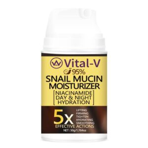 Vital-V 95% Snail Mucin Moisturizer Face And Body Cream,Hydrating Advanced Snail Cream For Dry Skin, Glass Skin Moisturizer With Hyaluronic Acid, Vitamin E And Caffeine, 4 oz.