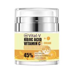 Vital-V Koji Acid Turmeric Face Cream+45% Vitamin C Glow Boosting Moisturizer & Skin Repairing, Hydrating with Organic Ingredients Anti-Aging Facial Cream, Normal, Dry & Combination Skin – 1.7 FL OZ