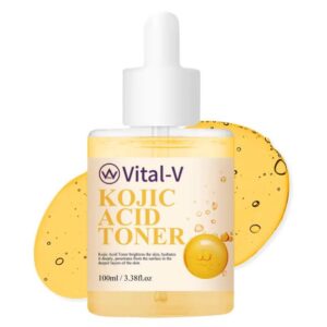 Vital-V Kojic Acid Toner, Kojic Acid Toner is a powerful formula designed to target dark spots, hyper pigmentation, and uneven skin tone . 100ML/3.38 fl.oz
