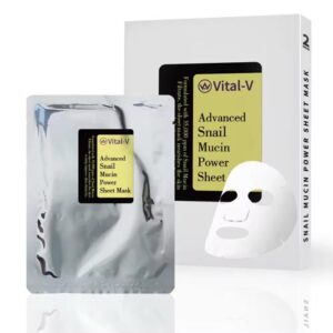 Vital-V Snail Mucin Sheet Mask with Snail Mucin Serum, Self Care, Face Masks for Dry, Sensitive Skin, Not Tested on Animals, No Parabens, No Sulfates, Korean Skin Care 2 Counts/Pack